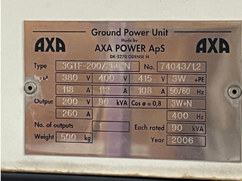 Ground power unit Axa Power - 90kva 3GTF-200/260N Hangar Use: picture 2