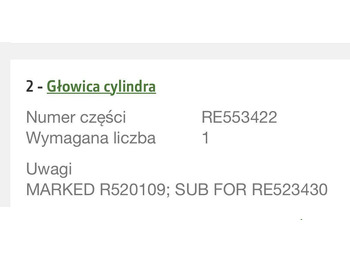 Cylinder head for Agricultural machinery John Deere RE553422 - Głowica cylindrów: picture 3