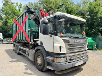 Container transporter/ Swap body truck Scania P 410 6x2 penz crane 12Z + abroll multilift + scissors - steering axle: picture 5
