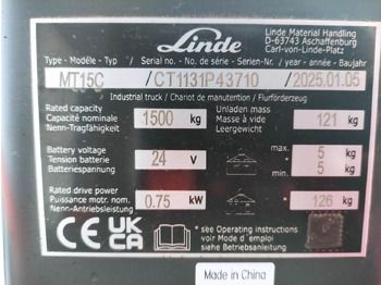 Pallet truck Linde MT15C: picture 5