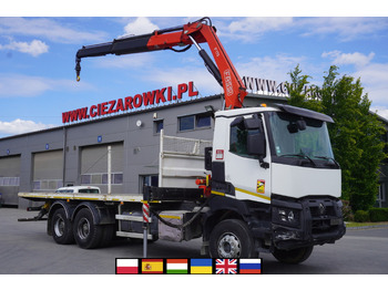 Dropside/ Flatbed truck, Crane truck RENAULT K380 6x4 / FASSI F175 crane 7.85 t / 120 thousand km!: picture 3
