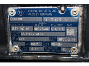 Gearbox for Truck CUTIE DE VITEZE MAN TGS 8*4 TRAXON 12 TX 2610 TO 81.32004.6404 R12.92-0.77 AUTOMATA FATA RETARDER: picture 5