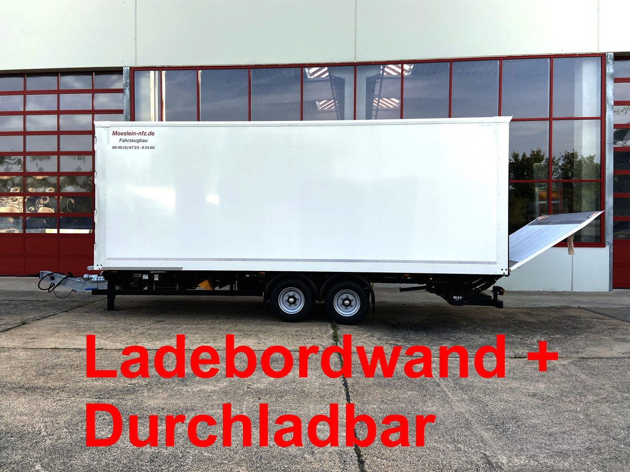 Möslein TKO105 D-L 7 m Tandem Koffer, Ladebordwand 1,5 t + DurchladbarNeufahrzeug -- - Closed box trailer: picture 1 Möslein TKO105 D-L 7 m Tandem Koffer, Ladebordwand 1,5 t + DurchladbarNeufahrzeug -- - Closed box trailer: picture 1