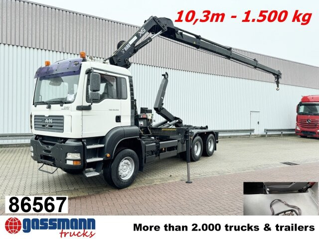 MAN TGA 33.350 6X4 BB mit Kran Hiab 166 E-3 HiDuo, - Hook lift truck, Crane truck: picture 1 MAN TGA 33.350 6X4 BB mit Kran Hiab 166 E-3 HiDuo, - Hook lift truck, Crane truck: picture 1