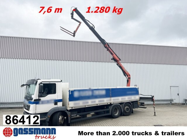 MAN TGM 26.340 6X2-4 LL, Lenk-/Liftachse, Heckkran - Dropside/ Flatbed truck, Crane truck: picture 1 MAN TGM 26.340 6X2-4 LL, Lenk-/Liftachse, Heckkran - Dropside/ Flatbed truck, Crane truck: picture 1