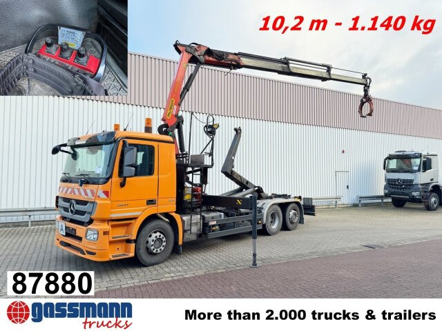 Mercedes-Benz Actros 2541 L 6x2, Lenkachse, Meiller RK 20.65, - Hook lift truck, Crane truck: picture 1 Mercedes-Benz Actros 2541 L 6x2, Lenkachse, Meiller RK 20.65, - Hook lift truck, Crane truck: picture 1