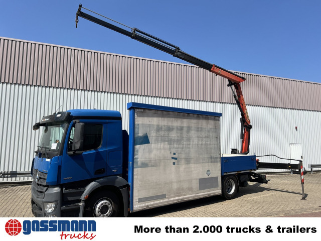Dropside/ Flatbed truck, Crane truck Mercedes-Benz Antos 1836 L 4x2, Glastransporter, Heckkran: picture 8
