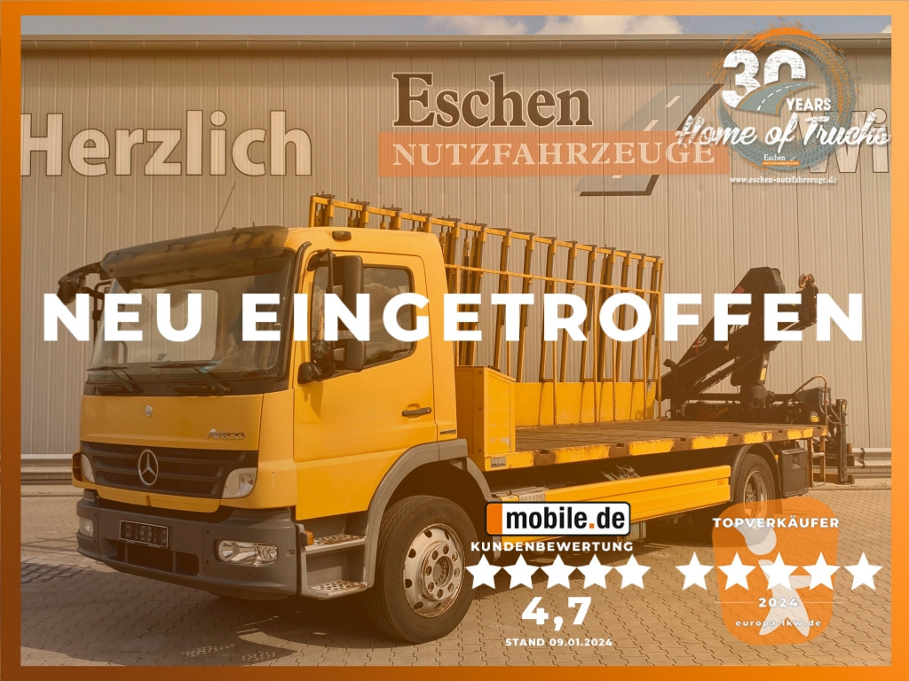 Mercedes-Benz 1224 L  Atego / HIAB-Kran / Glastransporter - Dropside/ Flatbed truck, Crane truck: picture 1 Mercedes-Benz 1224 L  Atego / HIAB-Kran / Glastransporter - Dropside/ Flatbed truck, Crane truck: picture 1