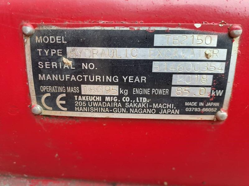 Crawler excavator Takeuchi TB 2150: picture 12 Crawler excavator Takeuchi TB 2150: picture 12