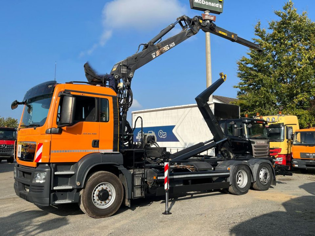 Hook lift truck, Crane truck MAN TG-S 26.400 6x4H-2 BL Abrollkipper mit Kran Lift Lenk: picture 6