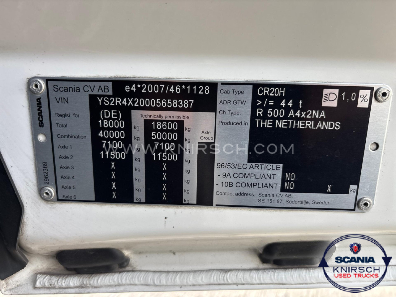 SCANIA R500A4x2NA / ADR FL / PTO / 1000 L Tank - Tractor unit: picture 5 SCANIA R500A4x2NA / ADR FL / PTO / 1000 L Tank - Tractor unit: picture 5