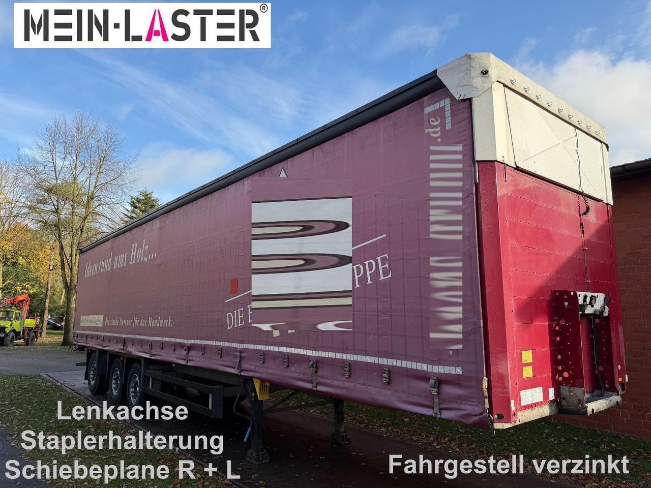Schmitz Cargobull Edscha R+L Lenkachse Staplerhalterung TÜV 10-26 - Curtainsider semi-trailer: picture 1 Schmitz Cargobull Edscha R+L Lenkachse Staplerhalterung TÜV 10-26 - Curtainsider semi-trailer: picture 1