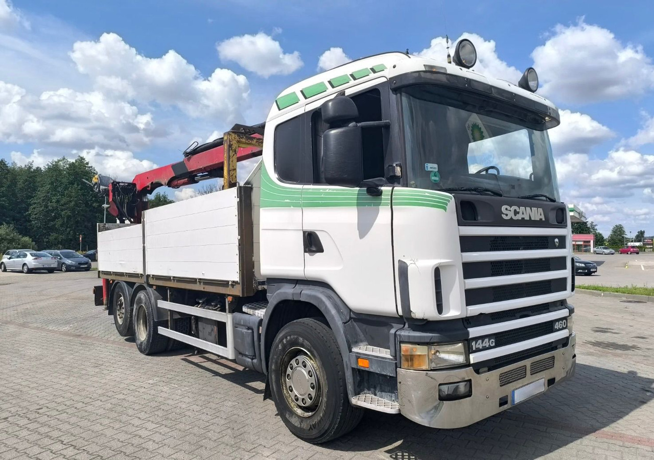 SCANIA 144.460 - Dropside/ Flatbed truck, Crane truck: picture 1 SCANIA 144.460 - Dropside/ Flatbed truck, Crane truck: picture 1