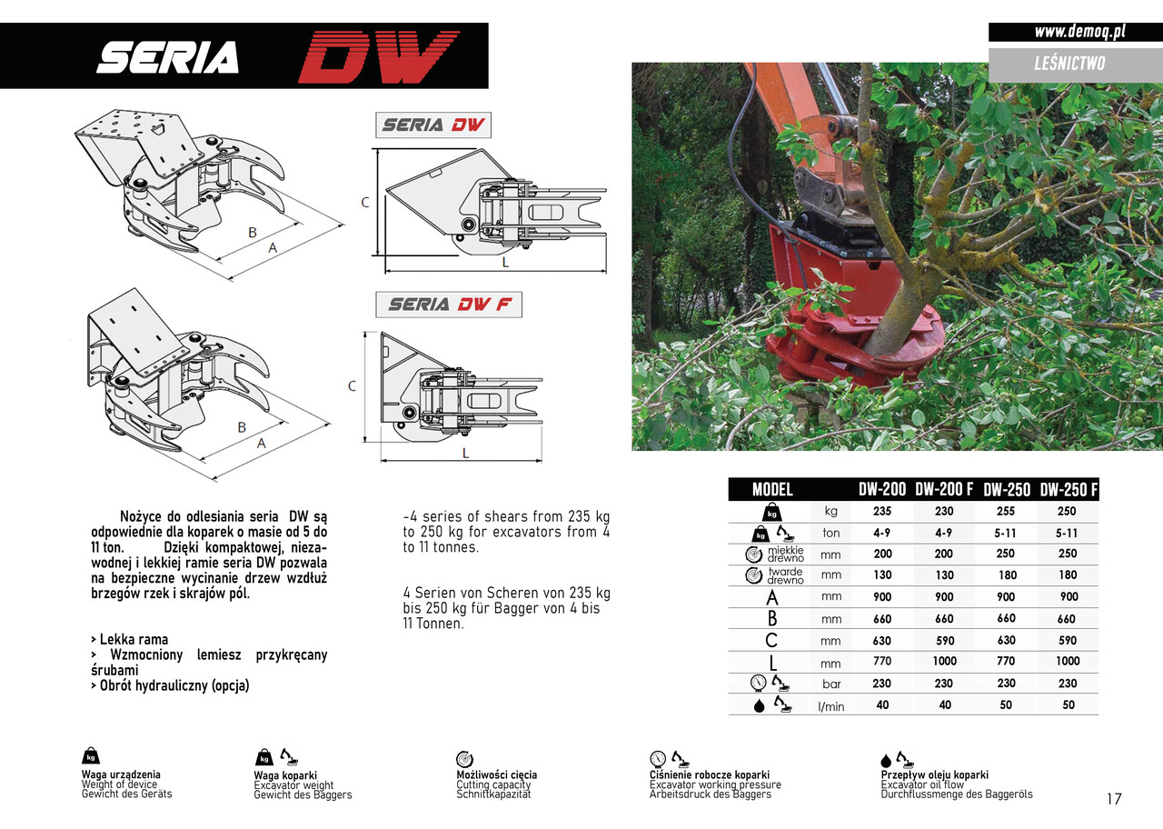 DEMOQ DW250 De-forestation shear 255 kg - Grapple for Construction machinery: picture 3 DEMOQ DW250 De-forestation shear 255 kg - Grapple for Construction machinery: picture 3