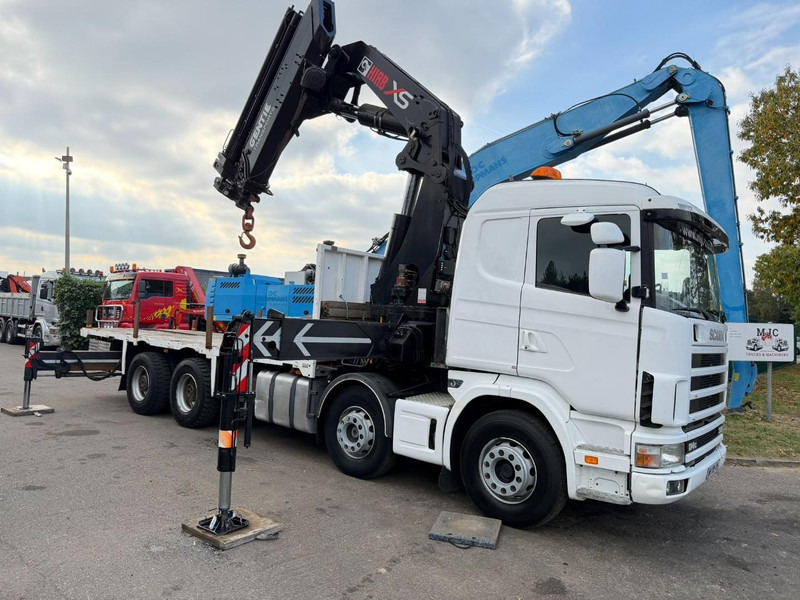 Dropside/ Flatbed truck, Crane truck Scania 114C-380 8x4 PRITSCHE + KRAN HIAB 700 E-5 - PLATFORM 6m80 + TWISTLOCKS - MANUAL - RETARDER - STEEL SPRING / BIG AXLE HUB REDUCTION  - AP ACHSEN: picture 15