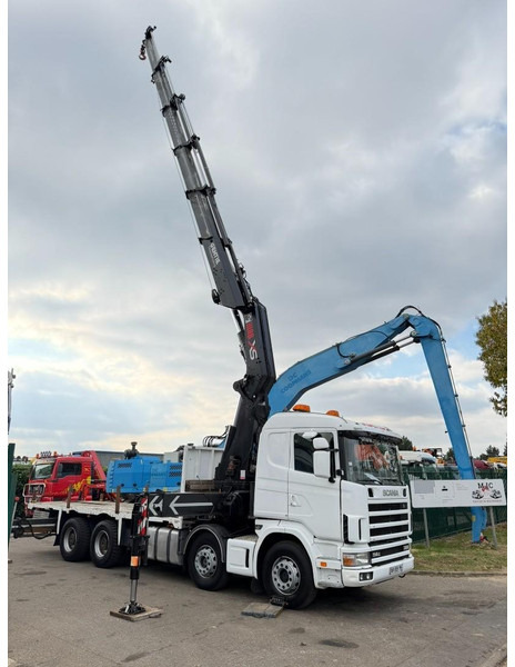 Dropside/ Flatbed truck, Crane truck Scania 114C-380 8x4 PRITSCHE + KRAN HIAB 700 E-5 - PLATFORM 6m80 + TWISTLOCKS - MANUAL - RETARDER - STEEL SPRING / BIG AXLE HUB REDUCTION  - AP ACHSEN: picture 10