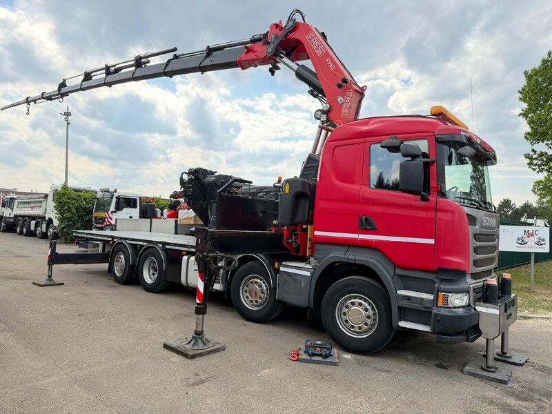 Scania R490 8x2 + 100Tm KRAN FASSI F950 RA.2.28 (8x) + (2x ME) - *252.251km* - FRONTSTABS - PLATFORM 6m65 - TWISTLOCKS - CE - BELGIAN REGISTRATION - Dropside/ Flatbed truck: picture 3 Scania R490 8x2 + 100Tm KRAN FASSI F950 RA.2.28 (8x) + (2x ME) - *252.251km* - FRONTSTABS - PLATFORM 6m65 - TWISTLOCKS - CE - BELGIAN REGISTRATION - Dropside/ Flatbed truck: picture 3