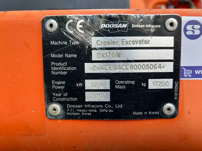 Wheel excavator Doosan DX170W: picture 13