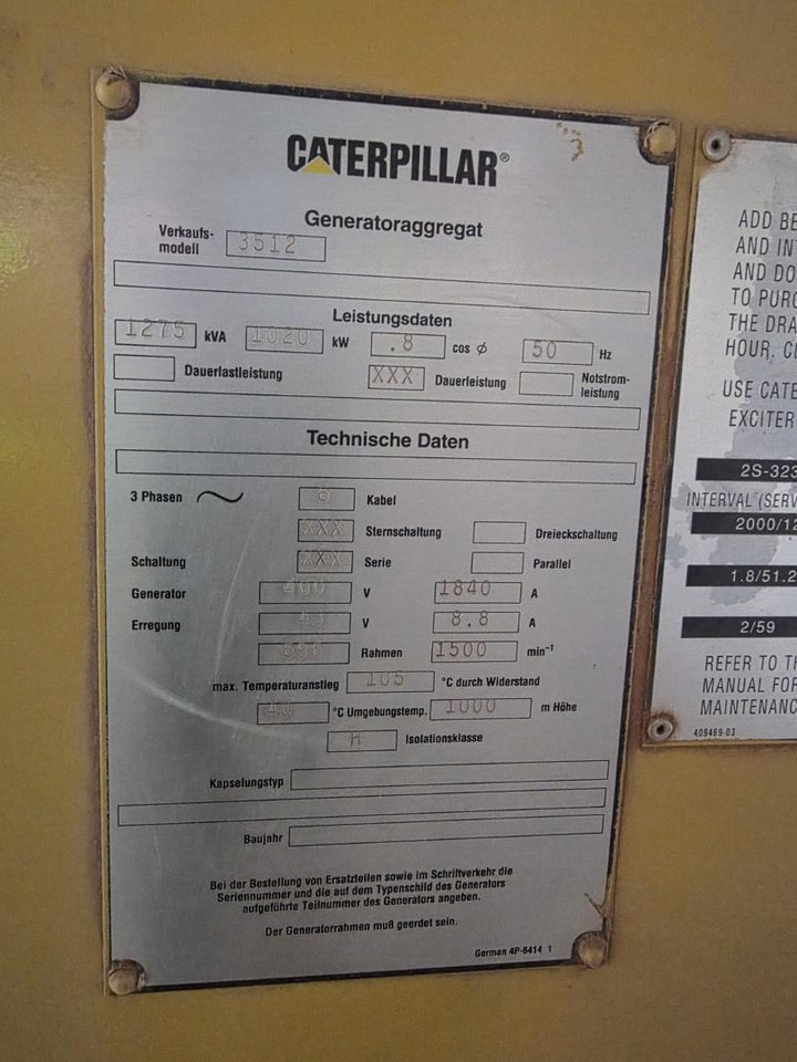 Caterpillar 1020 KW Stromagregat 1275 KVA - Generator set: picture 5 Caterpillar 1020 KW Stromagregat 1275 KVA - Generator set: picture 5