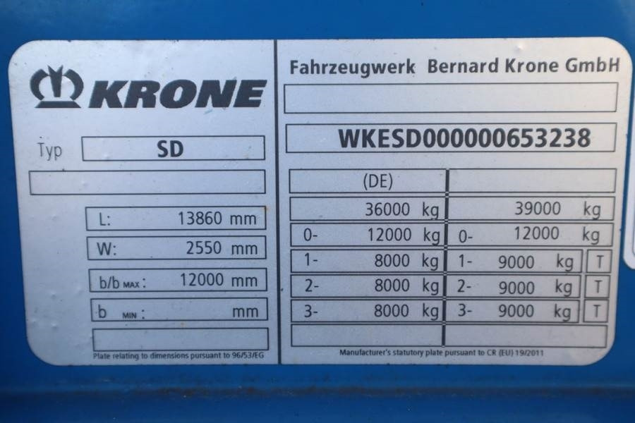 Curtainsider trailer Krone SD CoC Documents, TuV Loading Certificate, Dutch R: picture 6