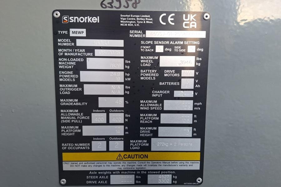 Leasing of Snorkel 460SJ Valid Inspection, *Guarantee! CE, Diesel, 4x  Snorkel 460SJ Valid Inspection, *Guarantee! CE, Diesel, 4x: picture 6
