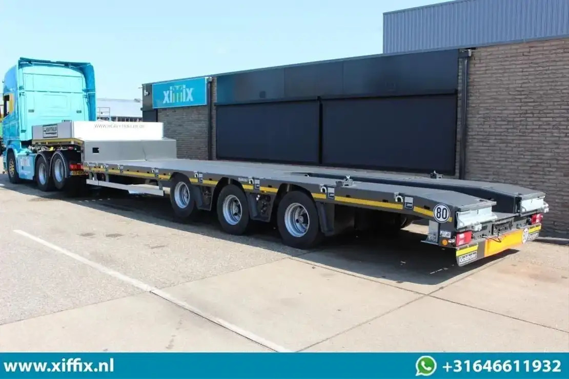 Low loader semi-trailer Goldhofer TE Huur 3-ass. Uitschuifbare semi dieplader / Naloop gestuurd: picture 6