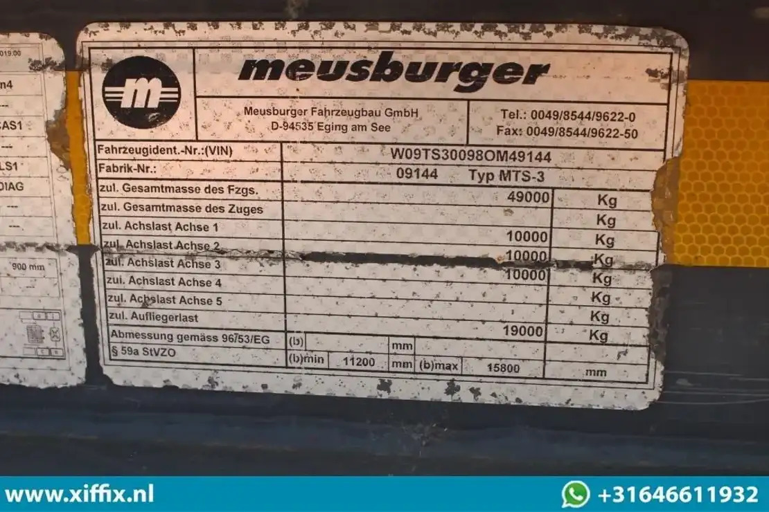 Low loader semi-trailer Meusburger 3-ass. Uitschuifbare semi dieplader / Naloop gestuurd / 13821: picture 10