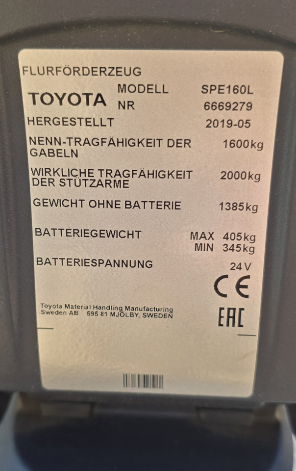 Toyota SPE 160L Triplex 6m - Stacker: picture 4 Toyota SPE 160L Triplex 6m - Stacker: picture 4