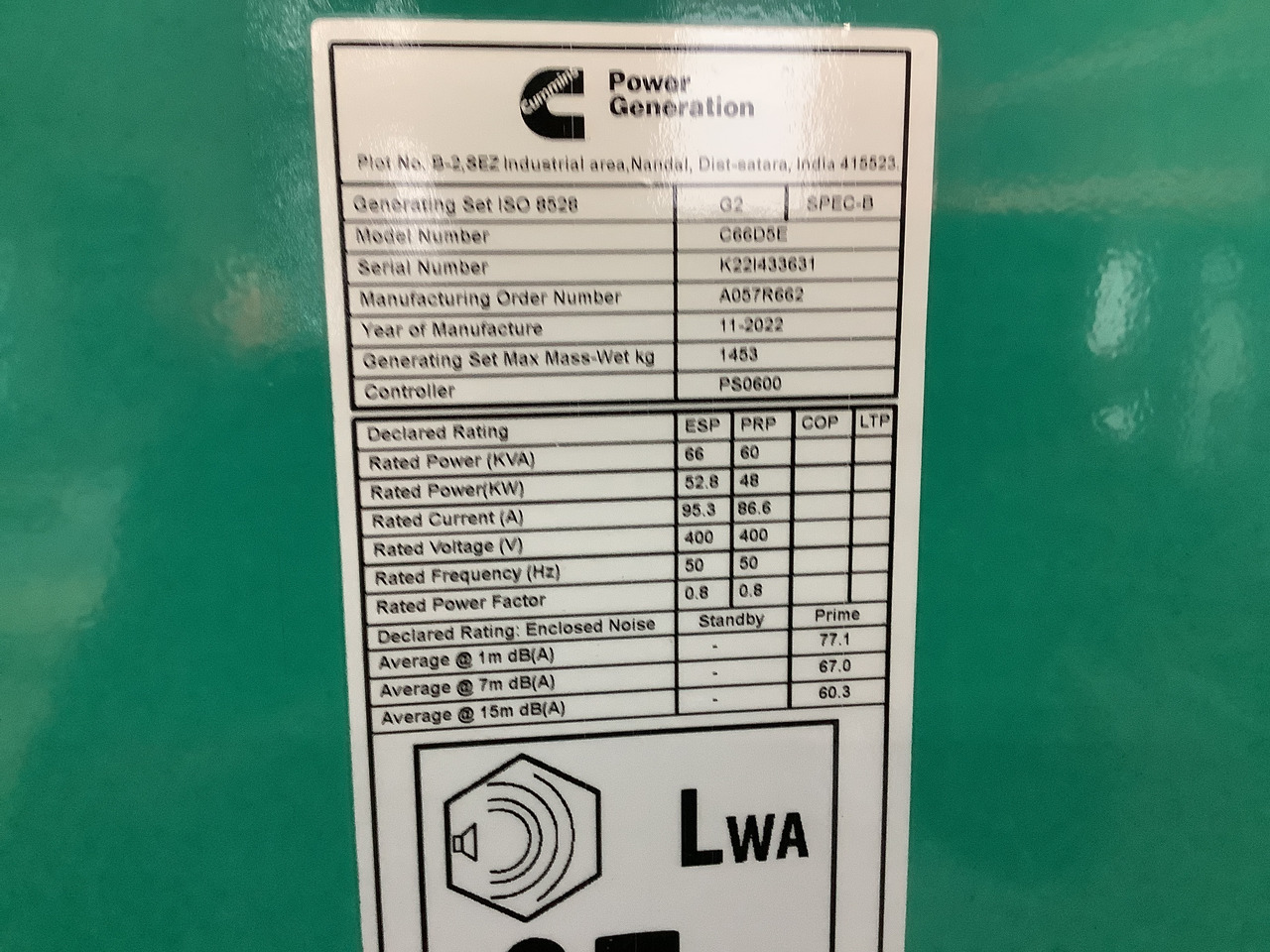 Cummins C66D5EQ. 66KVA Generator. Brand new. - Generator set: picture 4 Cummins C66D5EQ. 66KVA Generator. Brand new. - Generator set: picture 4