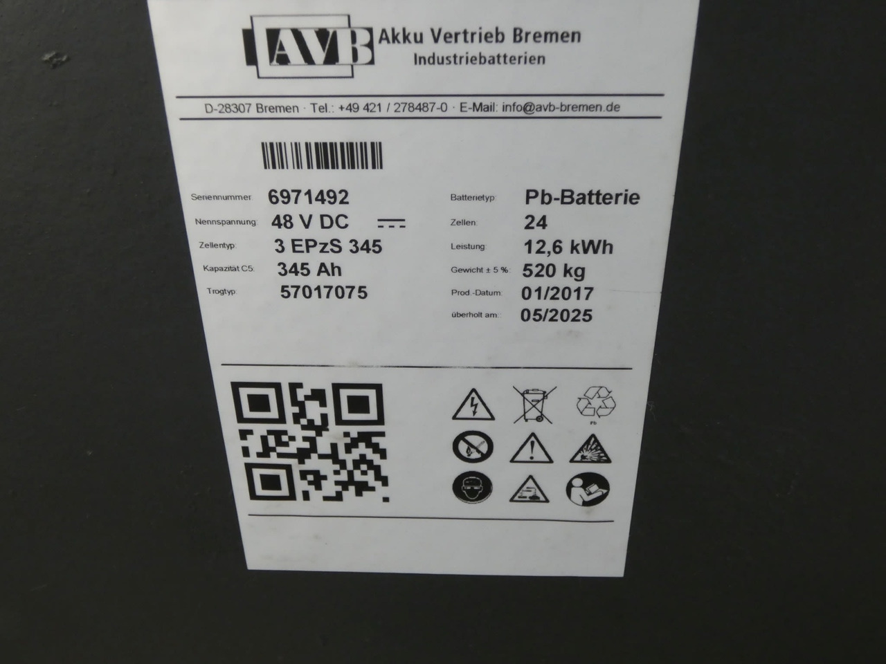 AVB Battery 3EPZS345 - Battery for Material handling equipment: picture 2 AVB Battery 3EPZS345 - Battery for Material handling equipment: picture 2
