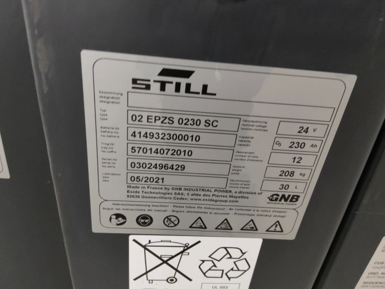 Battery Package - 5 Pcs. - Battery for Material handling equipment: picture 5 Battery Package - 5 Pcs. - Battery for Material handling equipment: picture 5