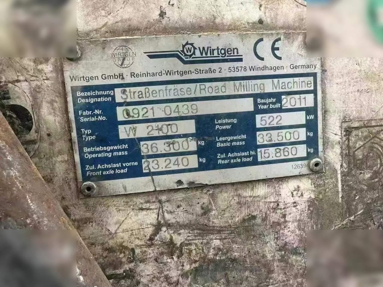 2011 WIRTGEN W2100 - Cold planer: picture 5 2011 WIRTGEN W2100 - Cold planer: picture 5