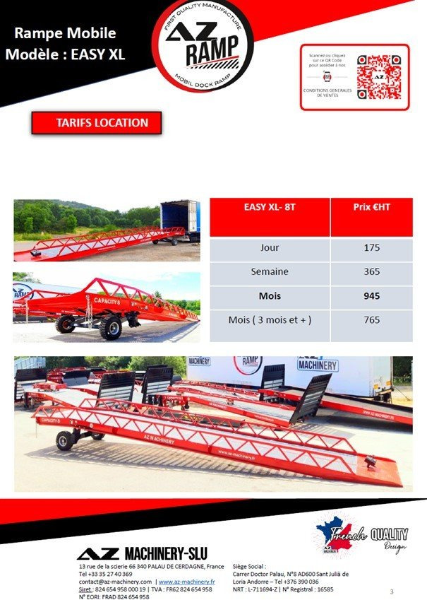 **RENTAL** AZ RAMP-EASY XL-8 . Mobil Loading Ramp WIDE With Level Off, 8 t Capacity - Loading ramp: picture 4 **RENTAL** AZ RAMP-EASY XL-8 . Mobil Loading Ramp WIDE With Level Off, 8 t Capacity - Loading ramp: picture 4