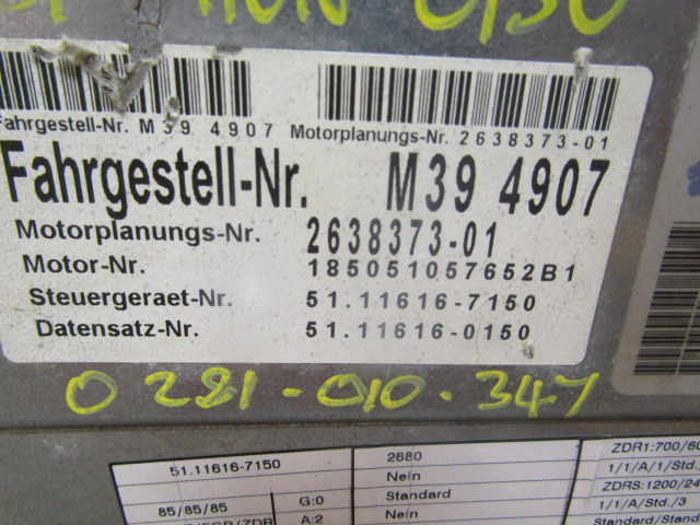 MAN 280 ECM ENGINE ECU MAN P/NO 51.11616.0150 - ECU for Truck: picture 2 MAN 280 ECM ENGINE ECU MAN P/NO 51.11616.0150 - ECU for Truck: picture 2
