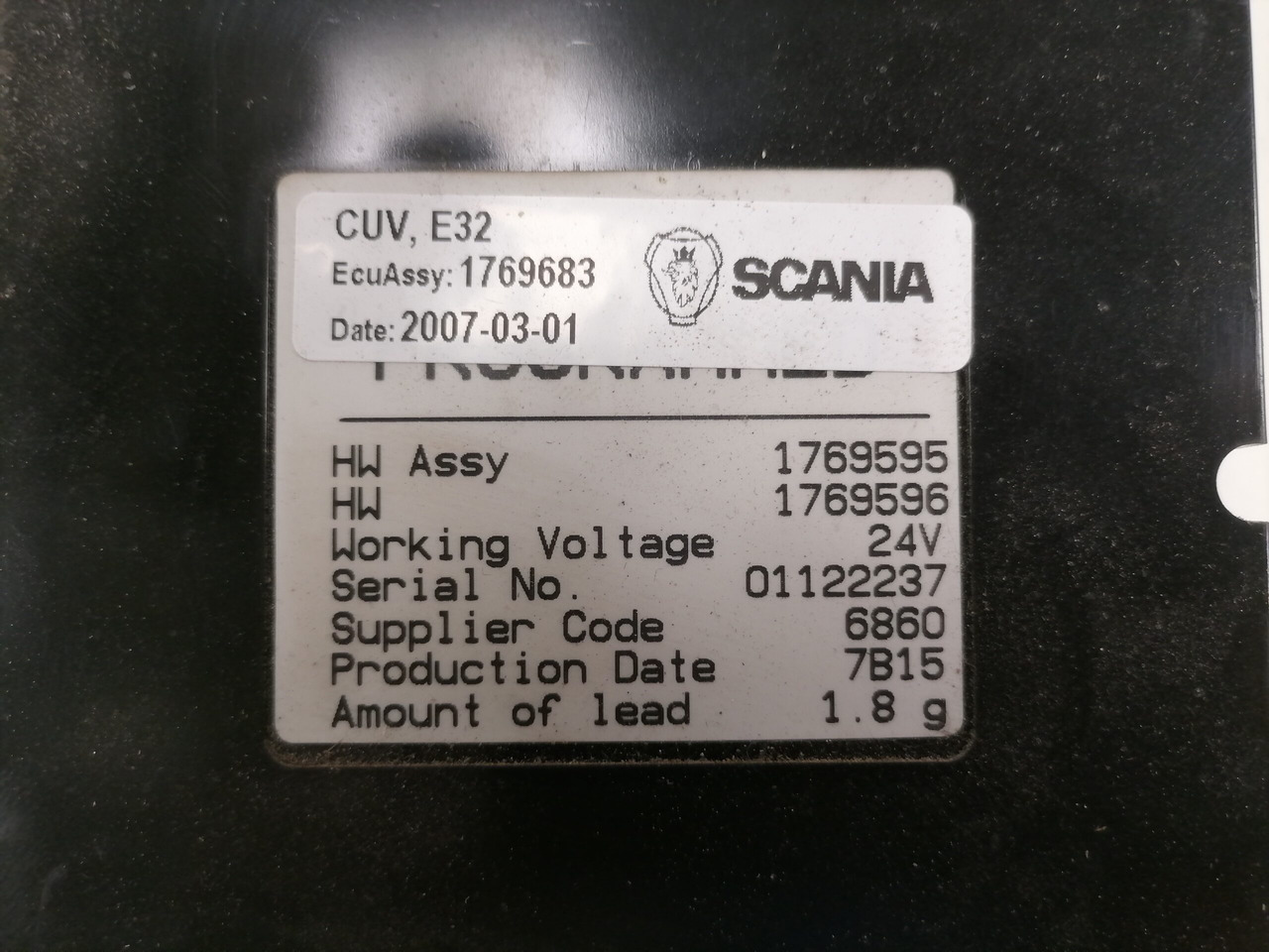 Scania Ecu, VIS 1769683 - ECU for Truck: picture 4 Scania Ecu, VIS 1769683 - ECU for Truck: picture 4