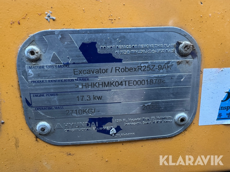 Gravemaskine Hyundai Robex 25z-9AK - Excavator: picture 2 Gravemaskine Hyundai Robex 25z-9AK - Excavator: picture 2