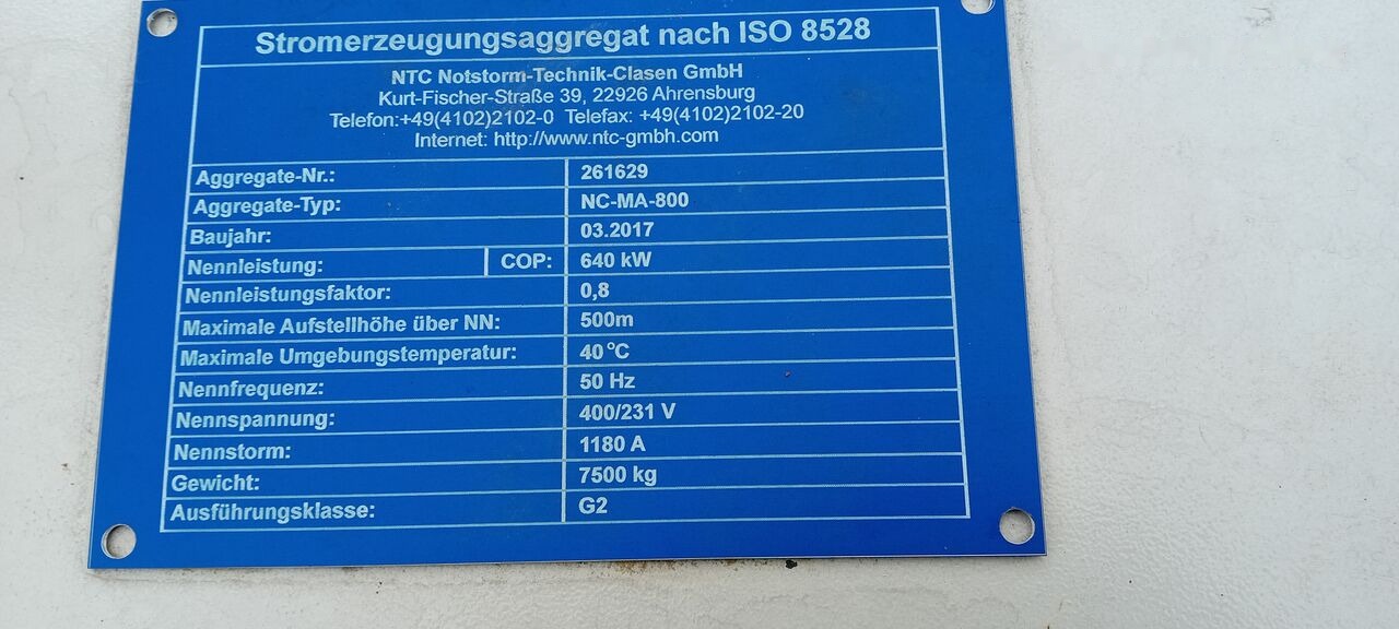 MAN MAN Generator Set Stamford 640 KW 800 KVA Diesel, 2017 Model, 931 HP, 8000 kg, Low Hours, For Sale in Poland - Generator set: picture 3 MAN MAN Generator Set Stamford 640 KW 800 KVA Diesel, 2017 Model, 931 HP, 8000 kg, Low Hours, For Sale in Poland - Generator set: picture 3