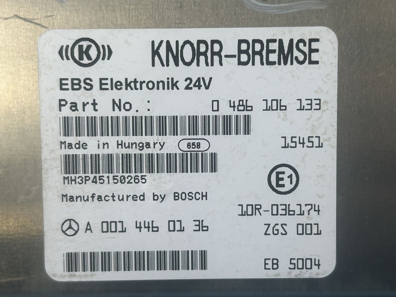 MERCEDES-BENZ ANTOS MP4 EBS CONTROL UNIT - ECU: picture 2 MERCEDES-BENZ ANTOS MP4 EBS CONTROL UNIT - ECU: picture 2