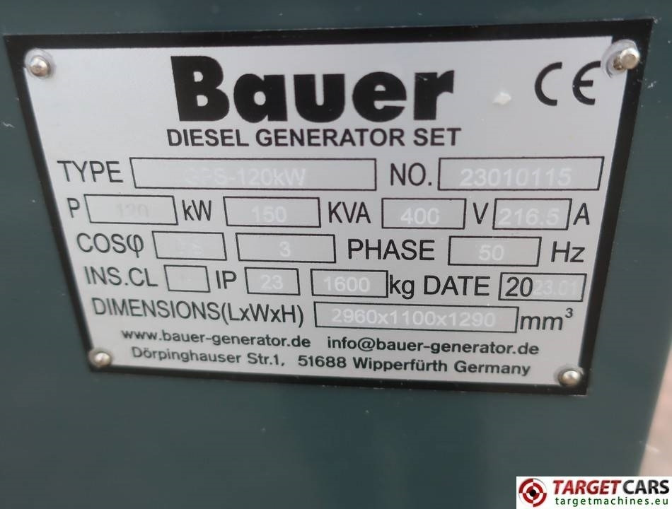 New Generator set Bauer GFS-120KW ATS 150KVA Diesel Generator 400/230V NEW: picture 10
