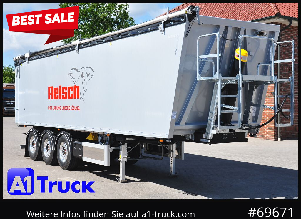 REISCH RHKS, Alu-Kippmulde 52m³, Kombitüren, Alufelgen, Liftachse, - Tipper semi-trailer: picture 1 REISCH RHKS, Alu-Kippmulde 52m³, Kombitüren, Alufelgen, Liftachse, - Tipper semi-trailer: picture 1