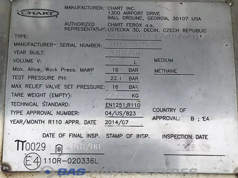 Scania LNG tank Scania 352 Liter 1776103 - Fuel tank for Truck: picture 5 Scania LNG tank Scania 352 Liter 1776103 - Fuel tank for Truck: picture 5