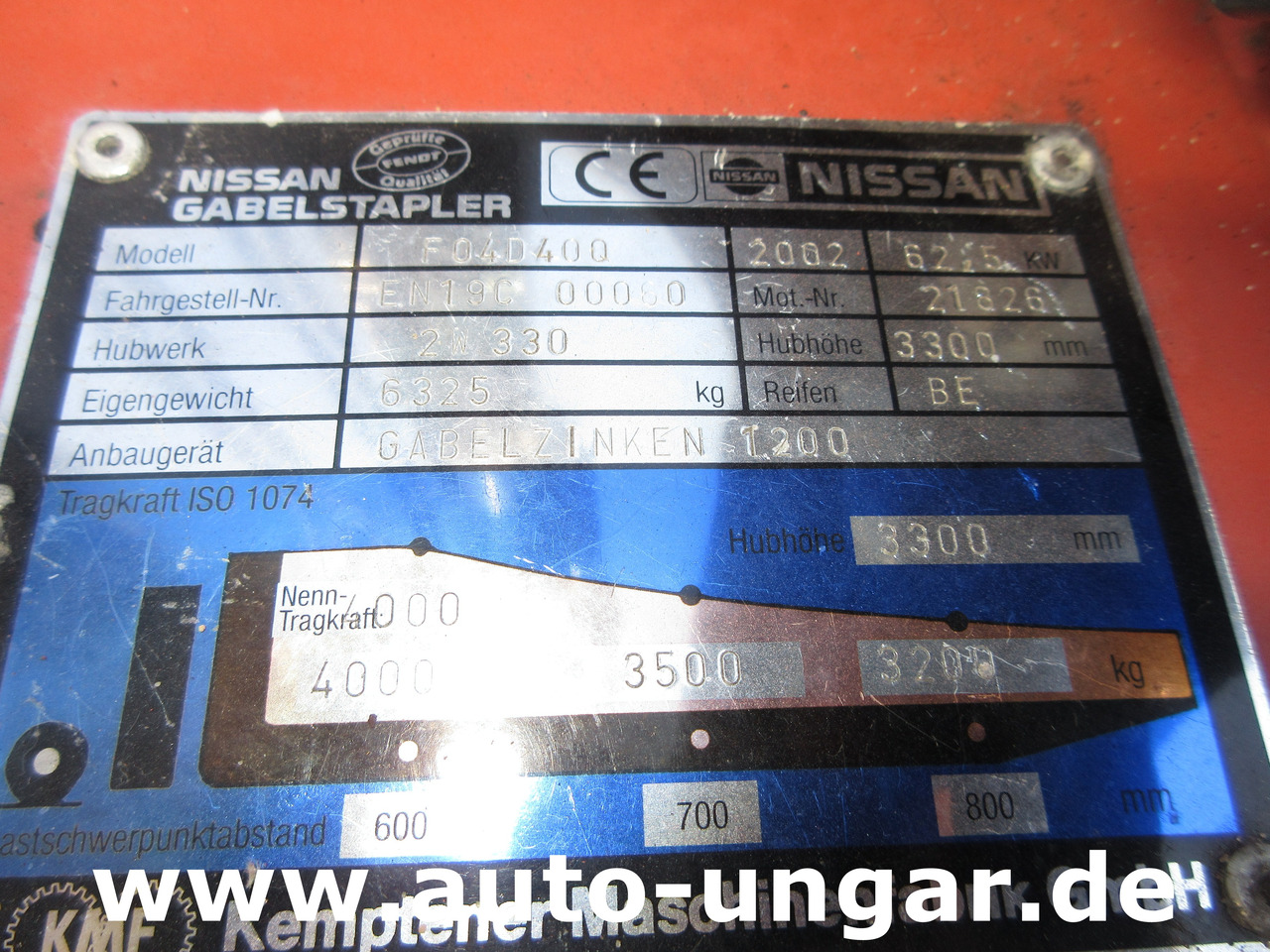 Diesel forklift Nissan F04D 400 Diesel Gabelstapler 4.000kg Motorschaden Bj. 2002: picture 18