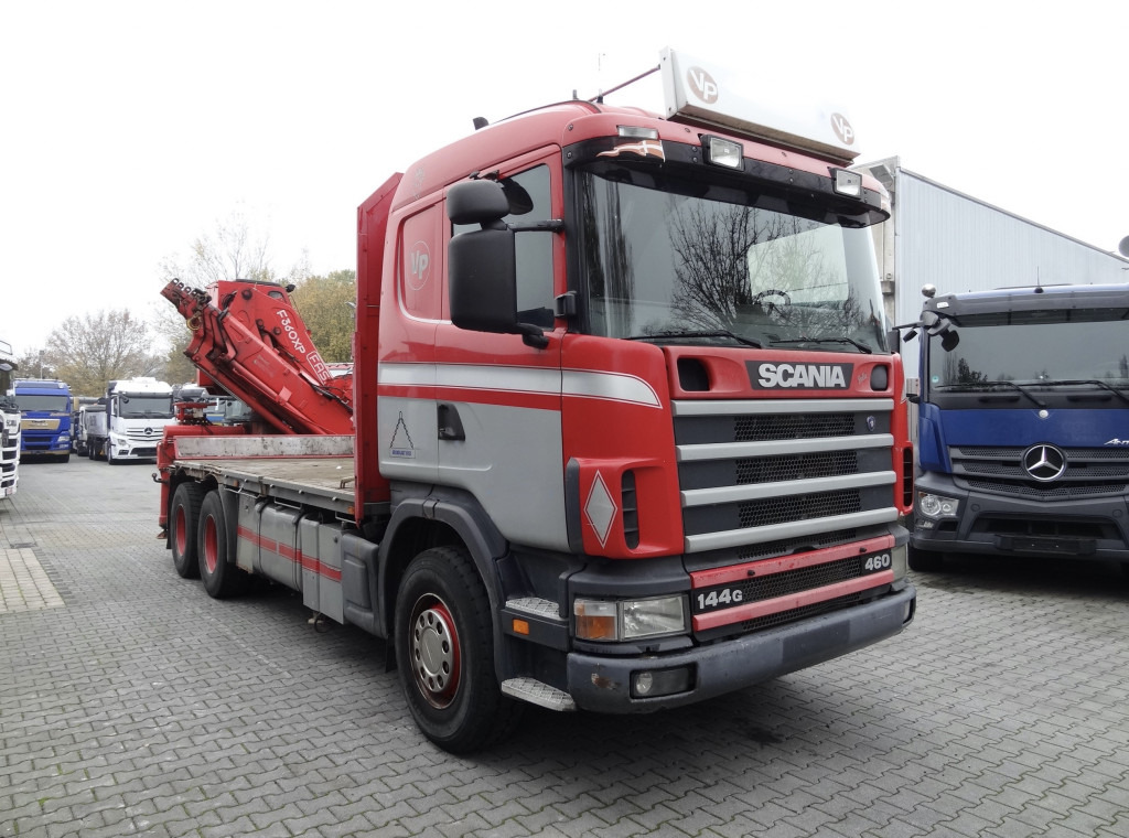Dropside/ Flatbed truck, Crane truck Scania R144 460 6X4 Fassi 360 bis 25 Meter: picture 9