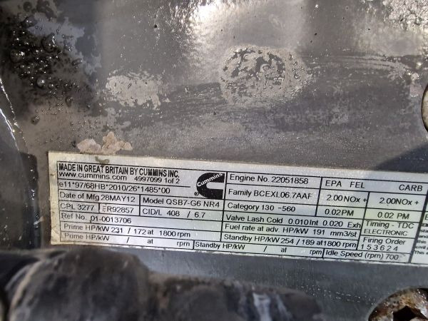 Cummins QSB7-G6 NR4  CPL3277 Engine (Plant) - Engine for Construction machinery: picture 2 Cummins QSB7-G6 NR4  CPL3277 Engine (Plant) - Engine for Construction machinery: picture 2