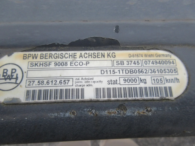 Axle and parts for Truck BPW SKHSF 9008 ECO-P D115-1TDB0562 BPW AS: picture 9