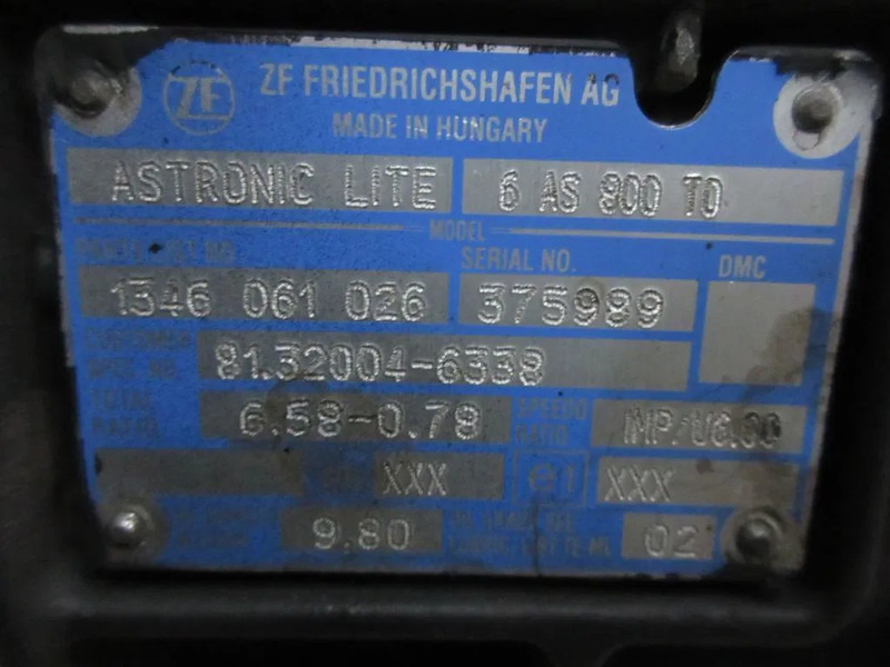 MAN 81.32004-6338 TYPE 6 AS 800 TO. RATIO 6.58-078 MAN TGL MODEL 2021 - Gearbox for Truck: picture 5 MAN 81.32004-6338 TYPE 6 AS 800 TO. RATIO 6.58-078 MAN TGL MODEL 2021 - Gearbox for Truck: picture 5