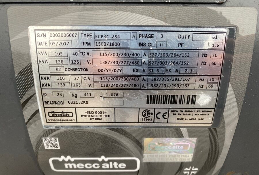 Diversen ECP34 2S4 - Iveco Engine,126kVA,New oils, filters, Mecc Alte ECP34 2S4 - Generator set: picture 4 Diversen ECP34 2S4 - Iveco Engine,126kVA,New oils, filters, Mecc Alte ECP34 2S4 - Generator set: picture 4