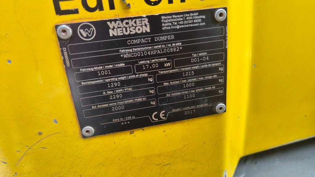 Leasing of WACKER NEUSON 1001 - 2017 Year - 1540 Working Hours WACKER NEUSON 1001 - 2017 Year - 1540 Working Hours: picture 11 Leasing of WACKER NEUSON 1001 - 2017 Year - 1540 Working Hours WACKER NEUSON 1001 - 2017 Year - 1540 Working Hours: picture 11