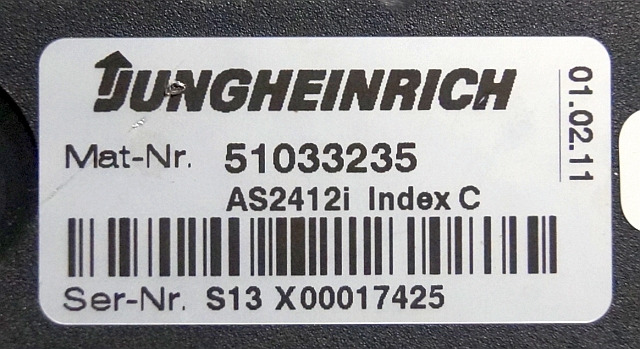 Jungheinrich 51033235 | Rij regeling Drive controller AS2412i index C Sw. 1,05 5 - ECU for Material handling equipment: picture 3 Jungheinrich 51033235 | Rij regeling Drive controller AS2412i index C Sw. 1,05 5 - ECU for Material handling equipment: picture 3