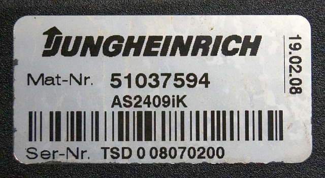 Jungheinrich 51037594 | Rij/hef regeling Drive/lift controller AS2409 i k from - ECU for Material handling equipment: picture 3 Jungheinrich 51037594 | Rij/hef regeling Drive/lift controller AS2409 i k from - ECU for Material handling equipment: picture 3